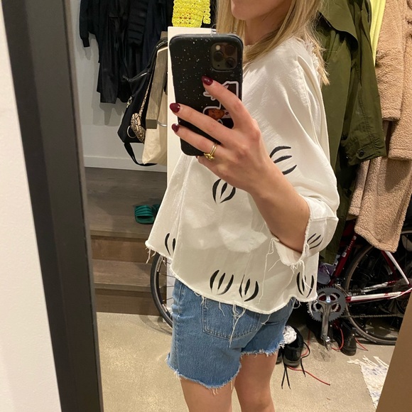 White denim top from a Portland boutique - Picture 3 of 9